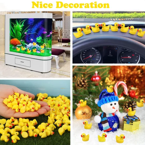 Miniatura 5 de LOUHUA Mini patos de resina, paquete de 220 figuras de pato pequeñas a granel para decoración de casa de muñecas en miniatura, accesorios