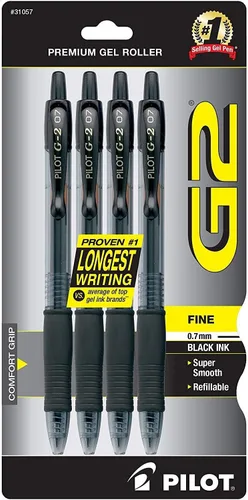 Miniatura 9 de Bolígrafos Pilot G2 Premium de Gel, punta fina de 0.7 mm, bolígrafos de tinta azul de punta fina, paquete de 4 - Ideal para la escuela, para llevar