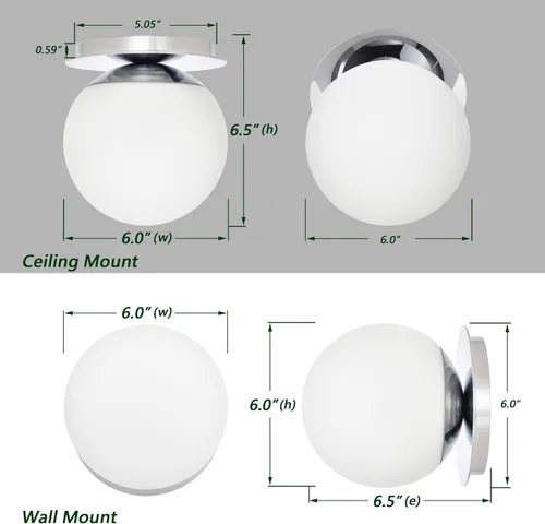 Miniatura 3 de Apliques de pared cromados, aplique de globo moderno de 1 luz, lámpara de pared para dormitorio, baño, sala de estar y pasillo, iluminación de Cromo