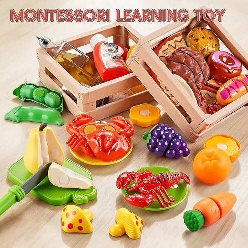 Miniatura 6 de Accesorios de Cocina de Juguete, Juego de Cocina de Acero Inoxidable Grande para Niños Pequeños, Juego de Cocina Infantil con Alimentos de Juguete