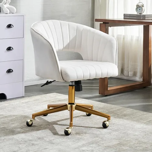 Miniatura 7 de ECHINGLE Silla de escritorio de oficina en casa, tapizada de terciopelo, moderna y cómoda, silla de oficina para mujer, ergonómica, ajustable