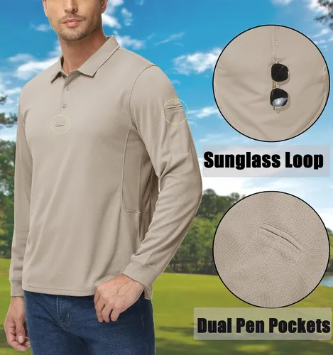 Miniatura 6 de TACVASEN - Camiseta de cuello polo táctica para hombre, diseño de manga larga y corta, para deportes y uso al aire libre