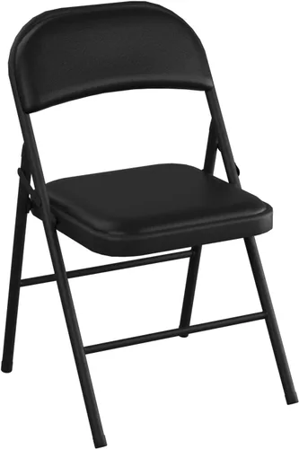 Miniatura 6 de Juego de 4 sillas plegables de vinilo beige con asiento acolchado