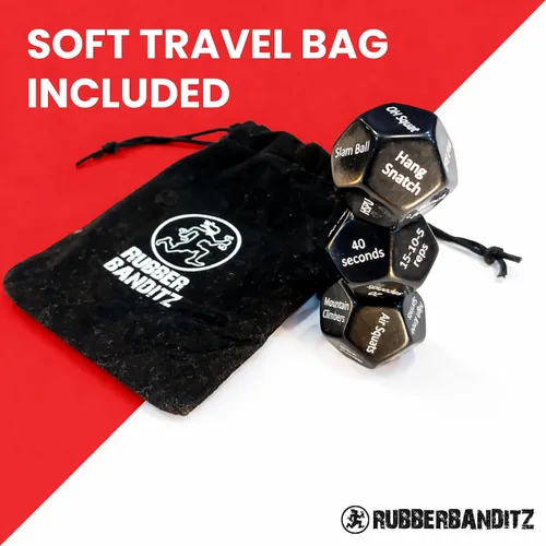 Miniatura 6 de Rubberbanditz - Dados de fitness para ejercicio y entrenamientos Tres atractivos dados de entrenamiento de cuerpo completo de 12 lados Ideal