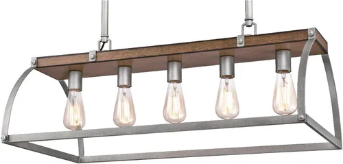 Miniatura 2 de Westinghouse 6351700 Oak Lane - Lámpara de araña de interior de cinco luces, madera de granero y acero galvanizado