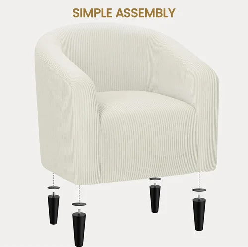 Miniatura 8 de Yaheetech Silla Accent tipo barril, silla de club de tela de pana, elegante sillón de sherpa peludo con acolchado suave y acogedor, adecuado
