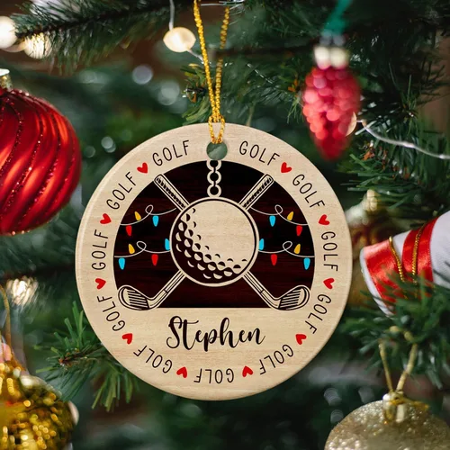 Miniatura 4 de Adorno de golf personalizado, adorno de árbol de Navidad de golfista, regalo de recuerdo, adorno de cerámica de Navidad para golfista, adorno