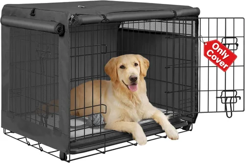 Miniatura 11 de Seiyierr Funda para jaula de perro – Fundas para perrera para jaula de perros de 30 pulgadas, poliéster de doble puerta para jaula de alambre
