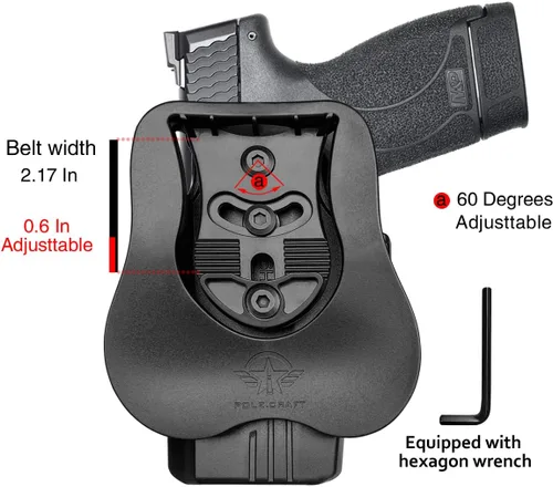 Miniatura 2 de Fundas de polímero con pala OWB Compatibles con: Smith & Wesson M&P 45 Shield M2.0 con cañón de 3.3", Funda exterior de polímero con cerradura