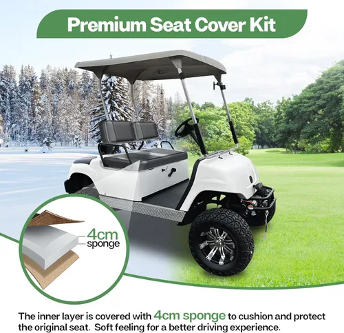 Miniatura 3 de T TGBROS Fundas de asiento de carrito de golf para Yamaha Club Car EZGO Ordinario Cojín de asiento delantero trasero impermeable de cuero de vinilo