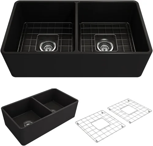 Miniatura 25 de BOCCHI Classico Farmhouse Fregadero de cocina de arcilla refractaria con frente de delantal de 20 pulgadas, un solo tazón con rejilla protectora
