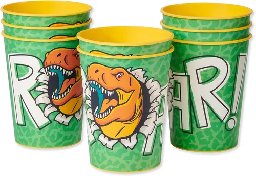 Miniatura 2 de American Greetings Suministros de fiesta de cumpleaños de dinosaurios, tazas reutilizables para fiesta (16 onzas, 8 unidades)