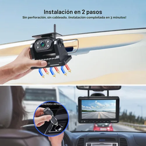 Miniatura 2 de Cámara magnética inalámbrica de respaldo, batería de 15000 mAh, recargable, impermeable, HD, solar, retrovisor, cámara de enganche Bluetooth