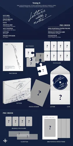 Miniatura 2 de DAY6 Young K Letras con notas 1er Álbum Completo 2 Versión SET Versión Estándar+Versión Digipack+Seguimiento Sellado