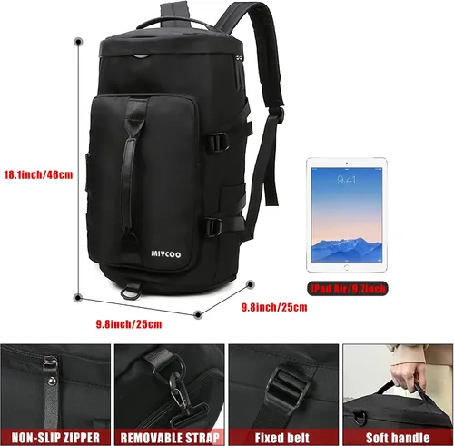 Miniatura 6 de MIYCOO Bolsa de gimnasio bolsa de deporte intercambiable a mochila de viaje para hombres y mujeres con compartimento para zapatos bolsillo húmedo
