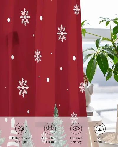 Miniatura 4 de Cortinas traslúcidas de muñeco de nieve de Navidad de 84 pulgadas de largo, juego de 2 paneles de cortinas para cocina, dormitorio, sala de estar