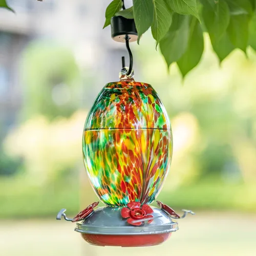 Miniatura 2 de Muse Garden Comedero de vidrio para colibríes para exteriores, comedero de colibríes de vidrio soplado de 27 onzas, regalo único para mamá y mujer
