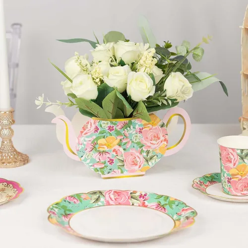 Miniatura 11 de Efavormart - Paquete de 12 bolsas de regalo de fiesta de té floral vintage de 6 x 7 x 3 pulgadas, bolsas de papel con asas de cinta para recuerdos