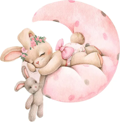 Miniatura 7 de Adhesivos de pared rosa con conejos para guardería - Decoración de pared de conejo para habitación de bebé niña, adhesivos de animales para sala