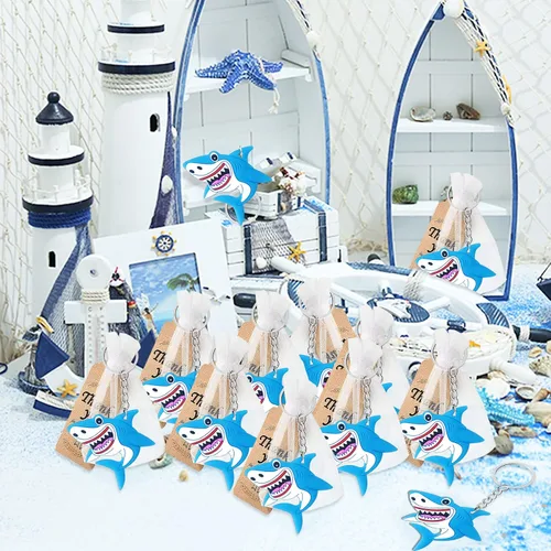 Miniatura 2 de CiciBear Paquete de 24 llaveros de tiburón – Cumpleaños de niños, verano, decoración de fiesta de vacaciones en la playa para invitados y baby
