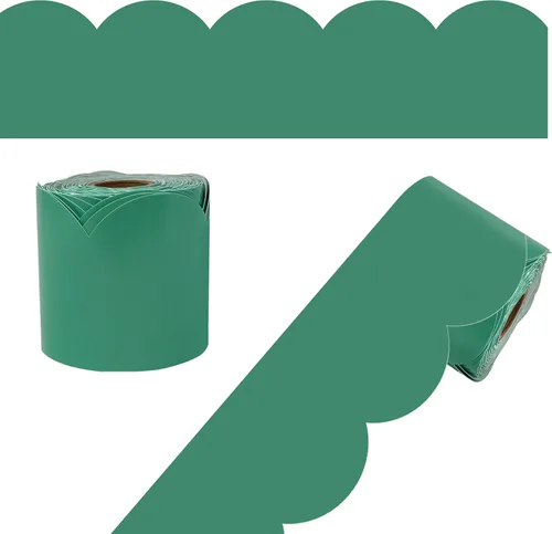 Carson Dellosa - Cenefas para tablón de anuncios “Crecer juntos”, 165 cm, verde jade, rollo de cenefas festoneadas, decoraciones de pizarrón,