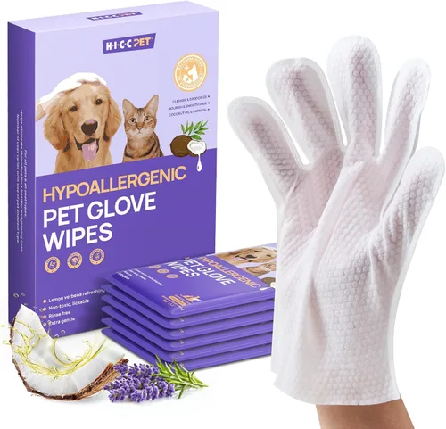 Miniatura 15 de HICC PET Toallitas desodorizantes de limpieza para perros y gatos, hipoalergénicas, hidratantes y nutritivas para guantes de aseo de mascotas