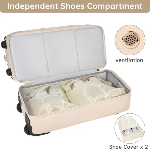 Miniatura 3 de ETRONIK Bolsa de lona con ruedas para mujer, Beige, Bolsa de lona con ruedas