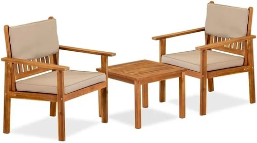 EAST WEST FURNITURE BBI3CNA - Juego de mesa auxiliar Bristol de 3 piezas, incluye una mesa auxiliar y 2 sillas de patio de tela de poliéster para
