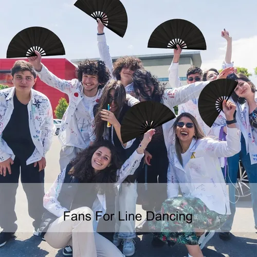 Miniatura 4 de Maitys 2 piezas de abanicos grandes plegables de mano para rave, grandes abanicos de aplausos para baile en línea, abanicos plegables de mano