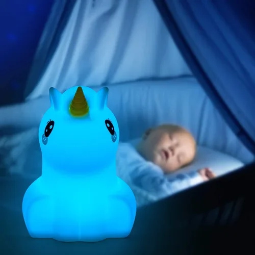 Miniatura 6 de Luz nocturna para niños, lámpara de noche de silicona suave y segura, lámpara de guardería para bebé, 9 colores con control remoto, lámpara LED