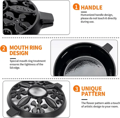 Miniatura 4 de Vaporizador de estufa de leña: humidificador de chimenea de hierro fundido Olla interior para calefacción del hogar Accesorios decorativos