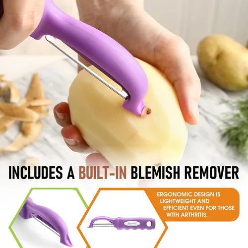 Miniatura 5 de Spring Chef Pelador de Verduras Giratorio Premium, Mango Cómodo y Cuchillas de Acero Inoxidable Ultra Afiladas - Pelador de Cocina Perfecto