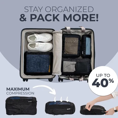 Miniatura 3 de Aerotrunk Cubos de embalaje de compresión para maletas, organizadores de equipaje de compresión con doble cremallera, cubos de equipaje de viaje