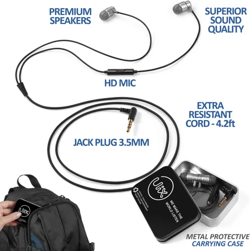 Miniatura 2 de Auriculares con cable UliX Rider intrauditivos, garantía de 5 años, auriculares con micrófono, con cable anti-enredo, auriculares para iPhone, iPad