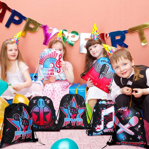 Miniatura 7 de Funtery 32 piezas de bolsas con cordón para fiesta musical, bolsas de regalo para fiesta musical, bolsas de golosinas de cumpleaños para regalos