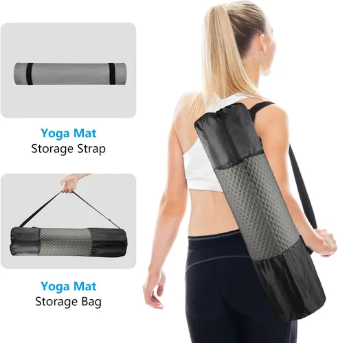 Miniatura 6 de LFS Esterilla de yoga de 72.8" x 31.5" x 2/5 pulgadas de grosor con correa y bolsa, alfombrilla de entrenamiento extra ancha para mujeres y hombres