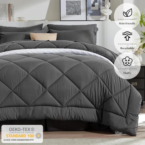 Miniatura 3 de Newspin - Juego de edredón de 6 piezas y tamaño individual XL, ropa de cama en una bolsa, con edredón y sábanas, fundas de almohada, sábana