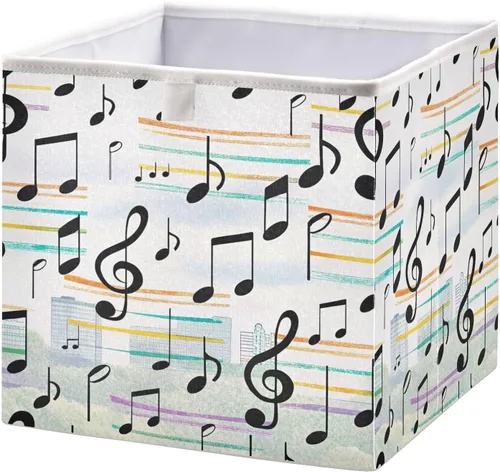 Kigai Cubos de almacenamiento de notas musicales, cubos grandes plegables de 11 x 11 x 11 pulgadas, cesta de almacenamiento para oficina en casa,