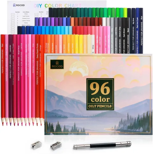 96 lápices de colores para libros de colorear para adultos, lápices de colorear para dibujo para niños, lápiz de color de núcleo suave con