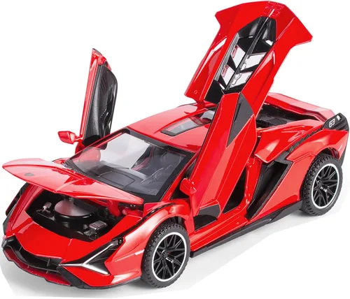 Miniatura 8 de Coche de Juguete Lambo Sian FKP3 Modelo de Coche Fundido con Luces y Sonido, Coche de Juguete con tracción trasera para niños de 3, 4, 5, 6 + años