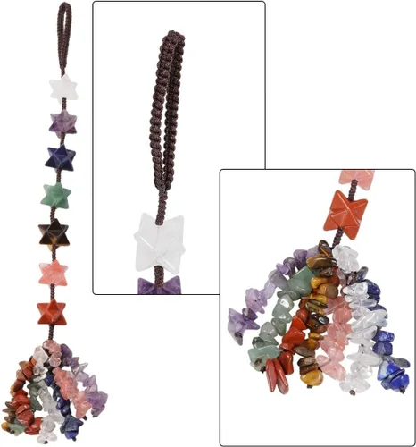 Miniatura 2 de rockcloud Colgante de pared con 7 piedras de chakras, cristales curativos de Reiki, Merkaba, piedras preciosas caídas, adorno colgante para ventana