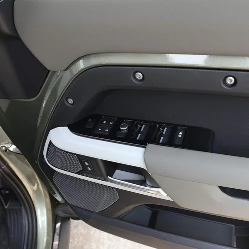 Miniatura 5 de Accesorios de coche para Land Rover Defender 110 130 2020 ABS Fibra de carbono Ventana Interruptor de elevación Botones Cubierta del marco