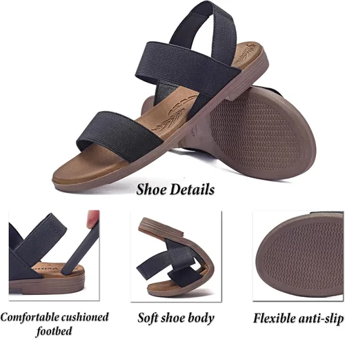Miniatura 3 de Veittes Sandalias planas para mujer, sandalias planas casuales y suaves a la moda.