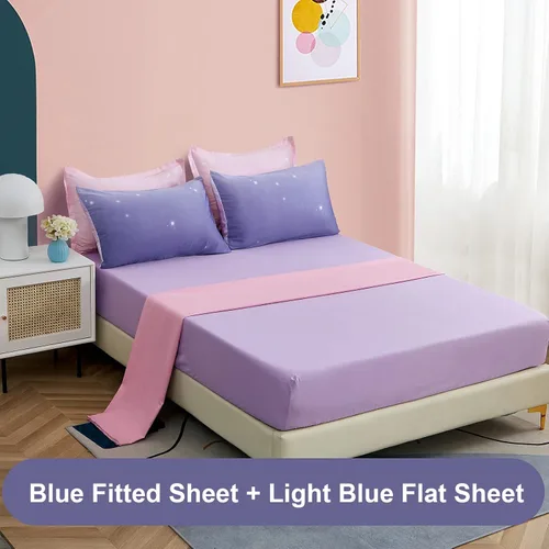 Miniatura 101 de Dinjoy Juego de edredón para niñas, tamaño individual, colorido, azul, rosa, morado, arcoíris, juego de ropa de cama de 6 piezas en una bolsa