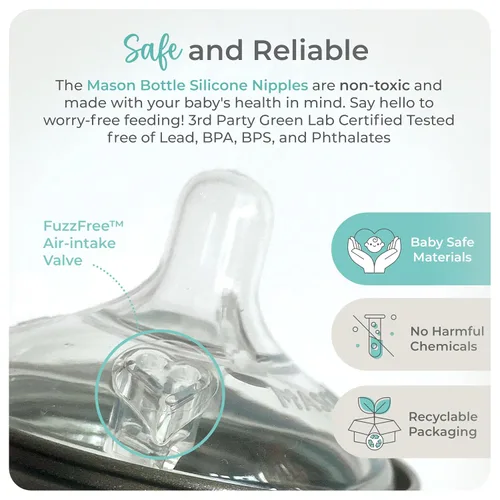 Miniatura 4 de Mason Bottle Tetinas de flujo rápido (más de 6 meses) – Tetinas de silicona para biberón, se adapta a cualquier tarro Mason de boca regular