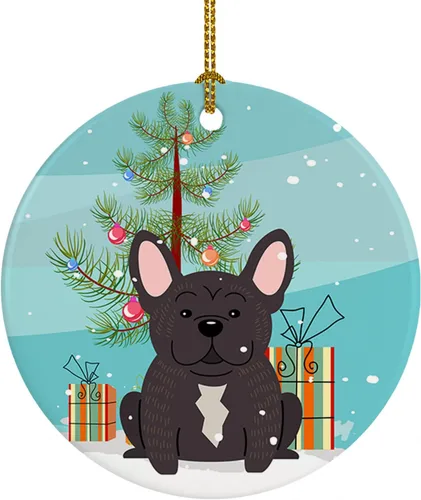 Miniatura 76 de Caroline's Treasures Adorno de cerámica para árbol de Navidad, Laika Spitz de Siberia Occidental, decoración colgante para árbol de Navidad