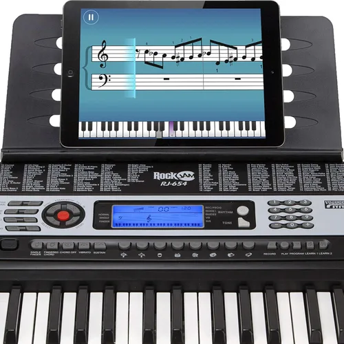 Miniatura 6 de RockJam - Piano de teclado de 54 teclas con fuente de alimentación, soporte para partituras, calcomanías para notas de piano y lecciones