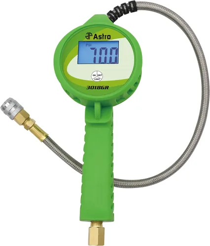 Miniatura 3 de Astro Tools 3018GR - Inflador digital de neumáticos con manguera de acero inoxidable y mandril acoplador de bloqueo a presión, color verde