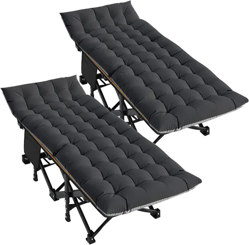 Miniatura 23 de DoCred Catre plegable XXL de gran tamaño con colchón, catre de dormir resistente, cama portátil para adultos al aire libre con bolsa de transporte