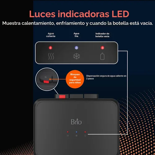 Miniatura 4 de Brio 130 Series despachador refrigerador de carga inferior para botellas de 5 galones, agua caliente, temperatura ambiente y fría, ideal